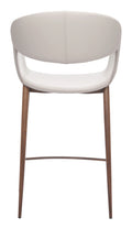Back view of the Limay Counter Stool Beige & Walnut, showing the backrest design.