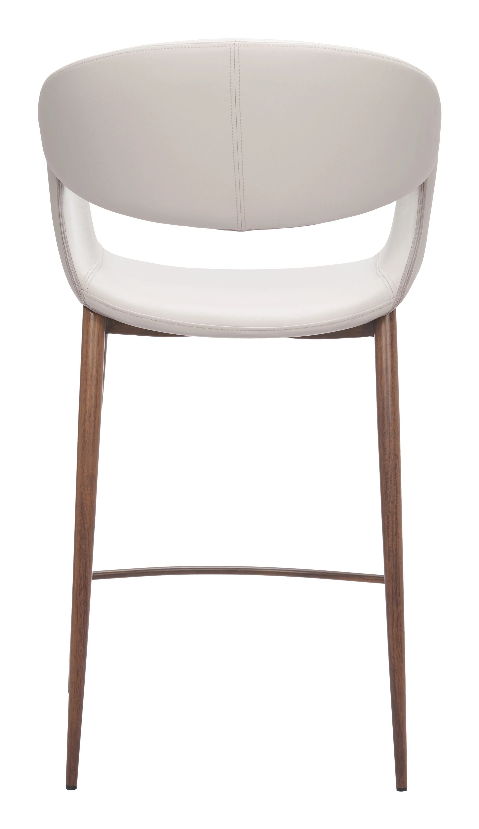 Back view of the Limay Counter Stool Beige & Walnut, showing the backrest design.