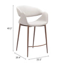Limay Counter Stool Beige & Walnut with product dimensions