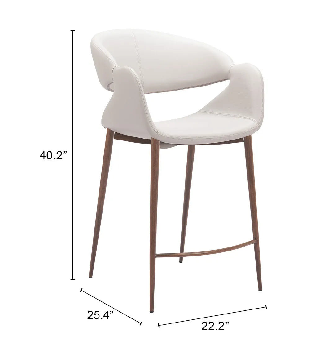 Limay Counter Stool Beige & Walnut with product dimensions