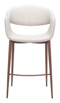 Straight-on front view of the Limay Counter Stool Beige & Walnut.