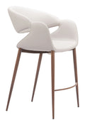 Side angle view of the Limay Counter Stool Beige & Walnut.
