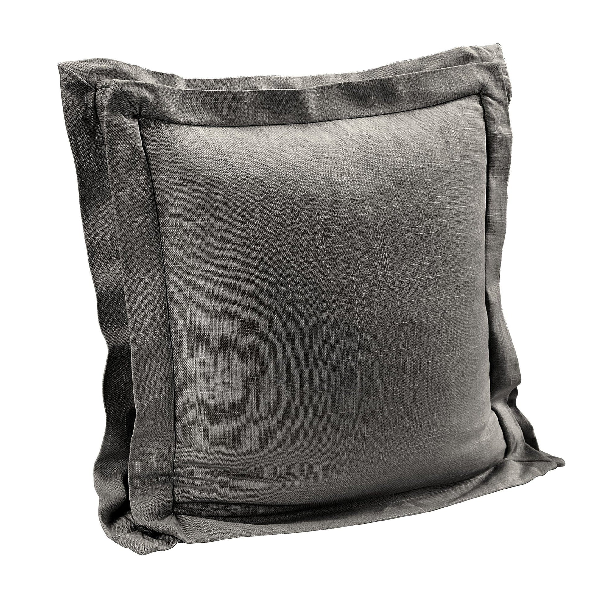 Gray pillow with a textured surface on a white background