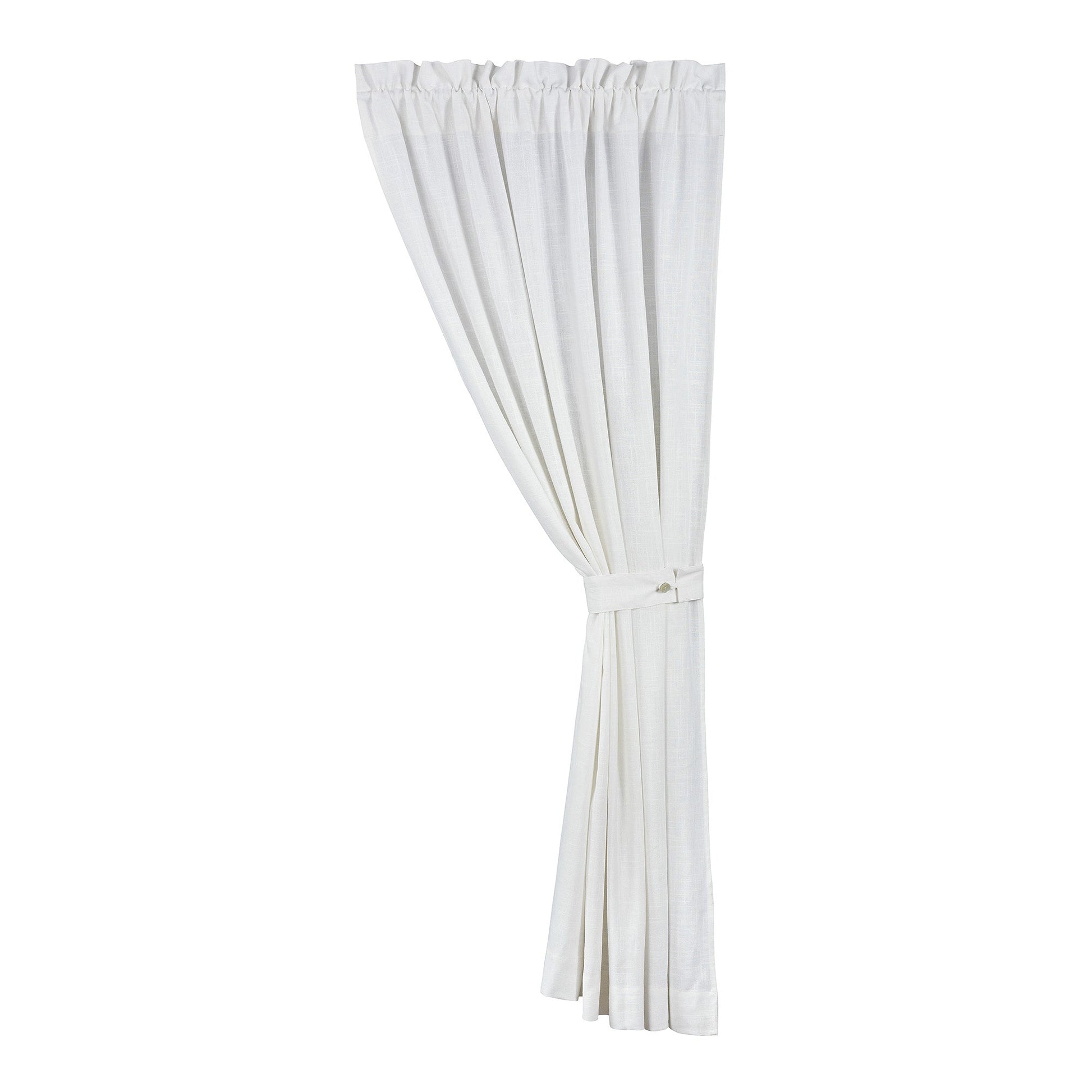walnut linen curtain panel styled in a minimalist elegant dining room