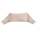 Beige strapless top with ruched sleeves on a white background