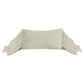 Beige off-shoulder top with ruffled sleeves on a white background