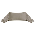 Beige off-shoulder top with ruffled sleeves on a white background