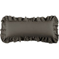 Gray ruffled pillow on a white background