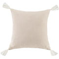 Beige pillow with white tassels on a white background