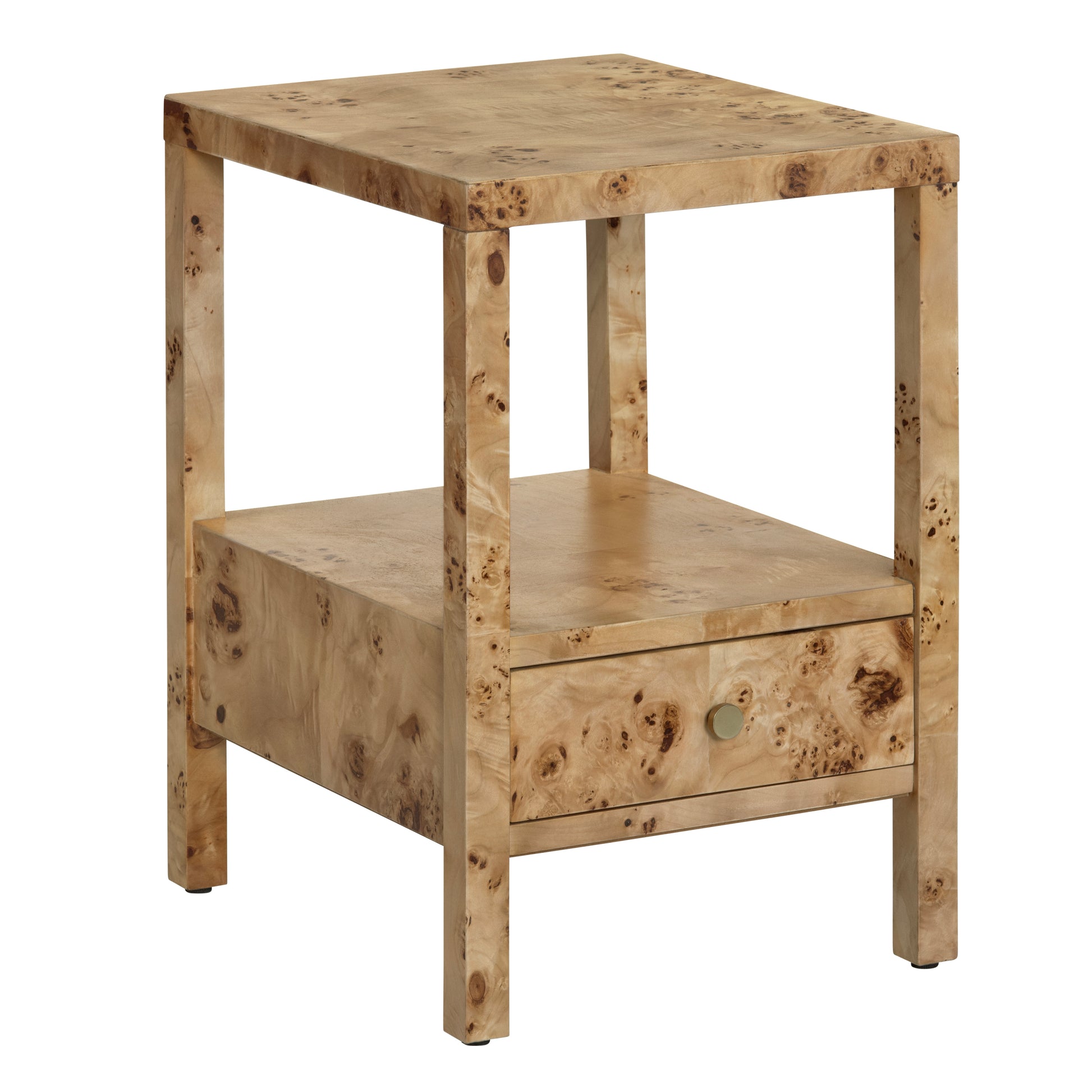 earth-toned fabric accent table in a elegant modern bedroom setting
