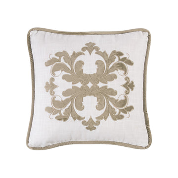 soft gray solid wood decorative pillow styled in a farmhouse chic modern living room