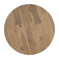 Wooden mado side table top with slatted design on a white background