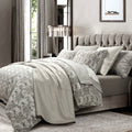 ivory solid wood comforter set styled in a farmhouse chic modern living room