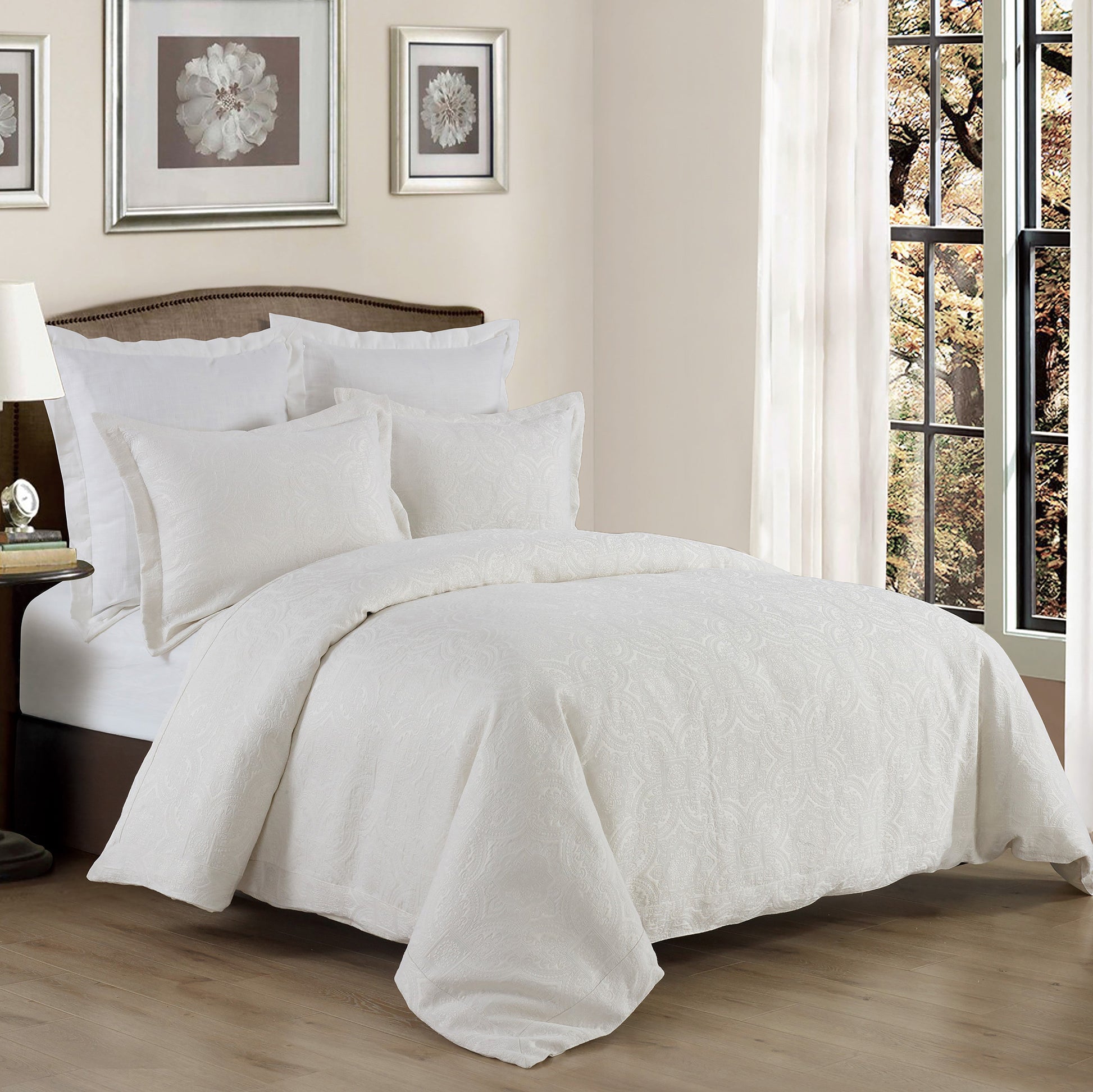 natural wood solid wood duvet cover styled in a modern modern living room