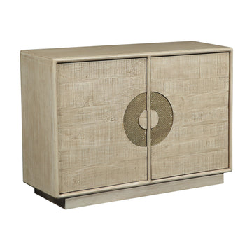 warm-toned soft storage cabinet in a refined master bedroom setting
