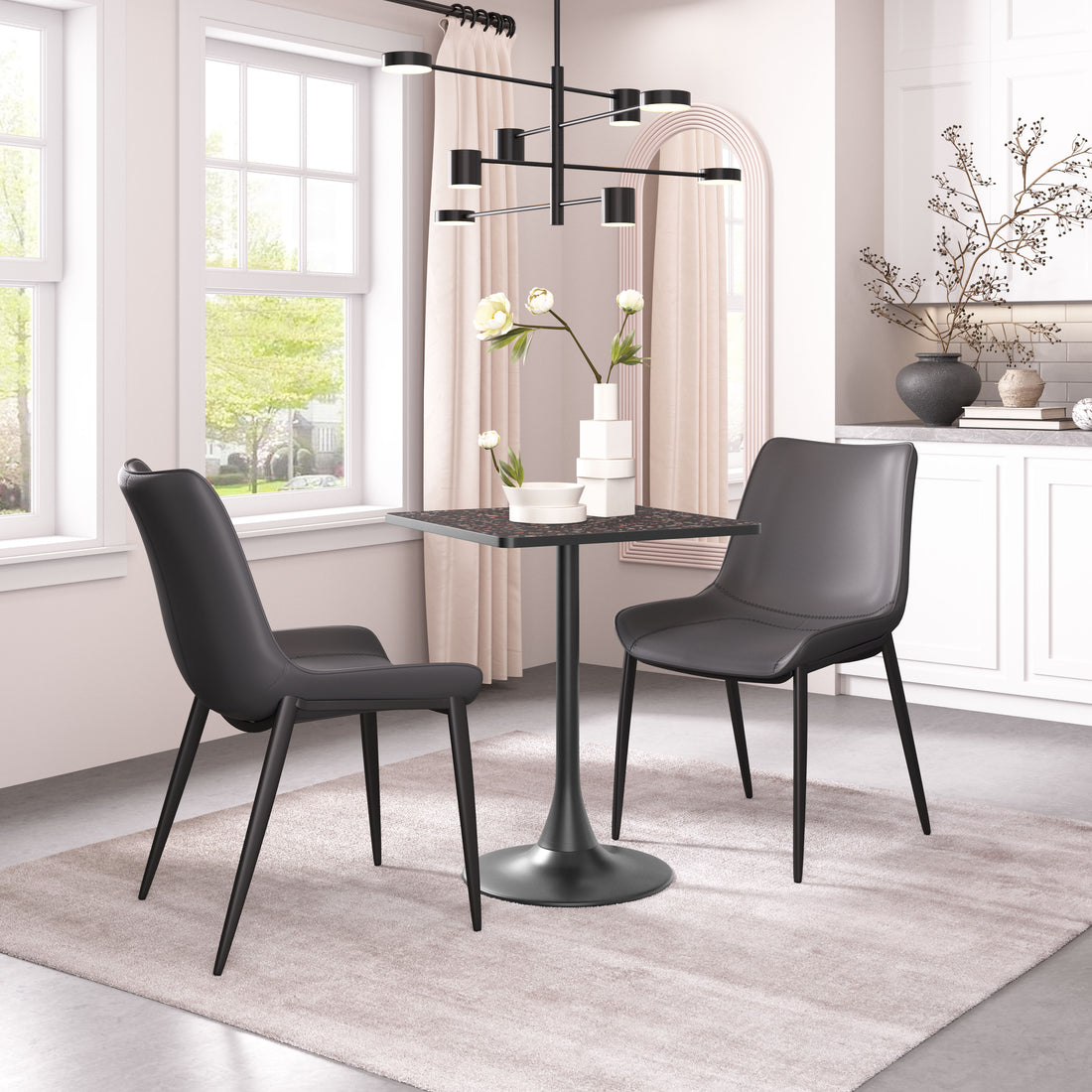 Magnus Dining Chair (Set of 2) Black styled for a transitional kitchen space.