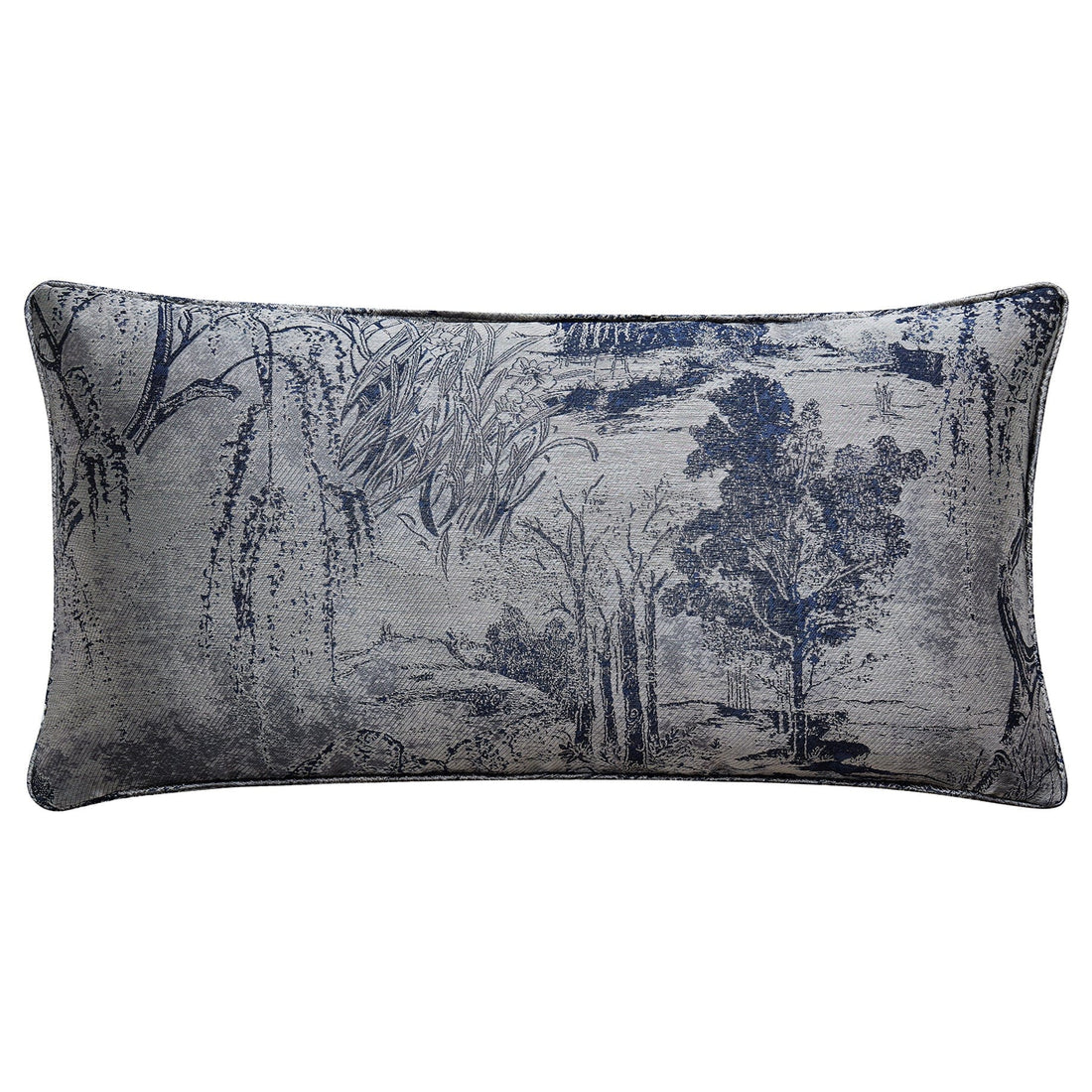 cream woven decorative pillow in a minimalist guest room setting