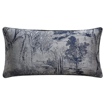cream woven decorative pillow in a minimalist guest room setting