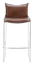 Brown pola bar stool with metal legs on a white background