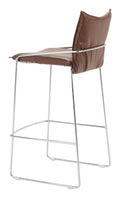 Brown polyester pola bar stool with metal frame on a white background