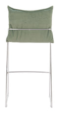 Green cushioned Pola Barstool Green with metal frame on a white background