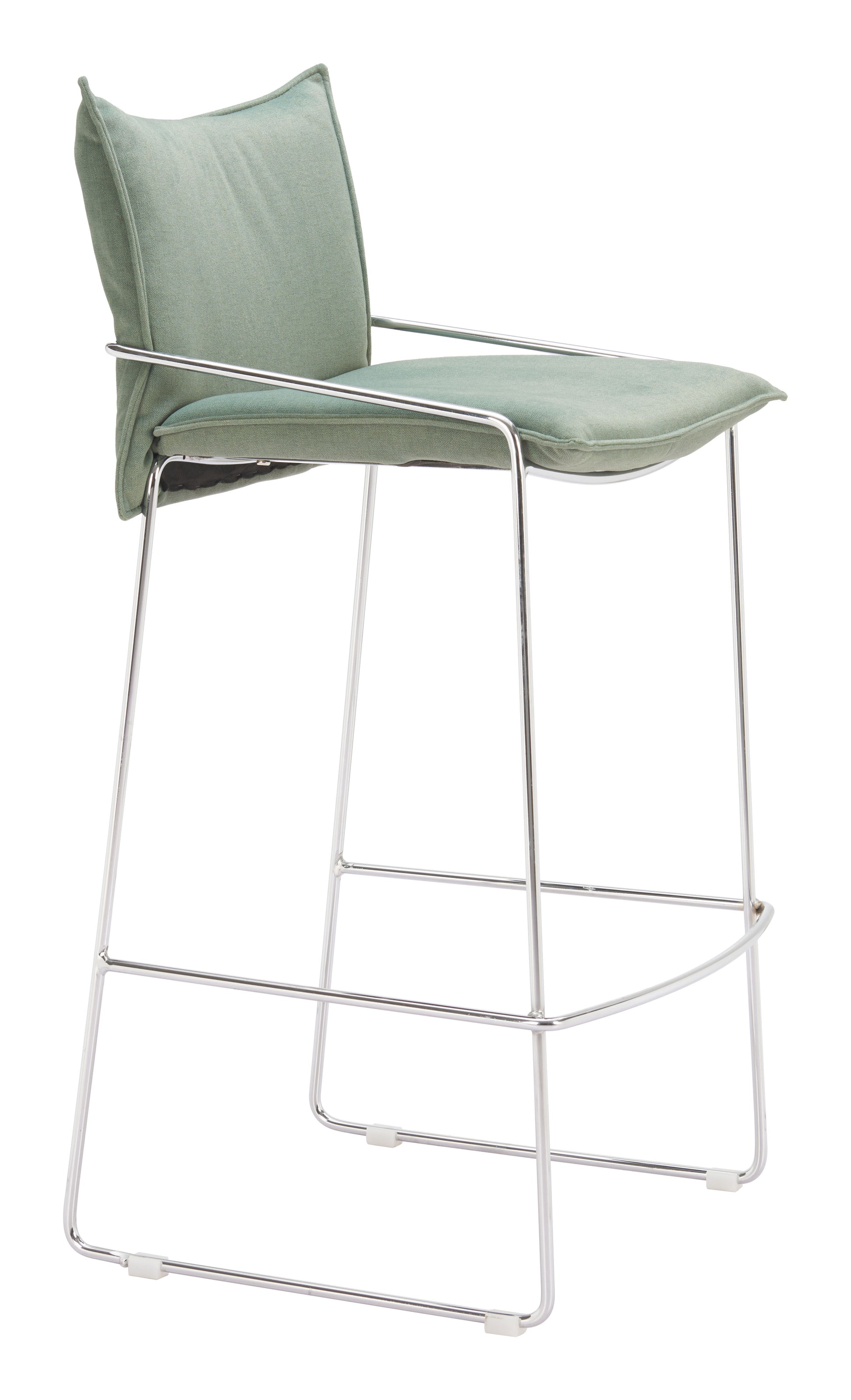 Green Pola Barstool with a metal frame on a white background