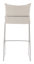 white pola bar stool with a metal frame on a white background