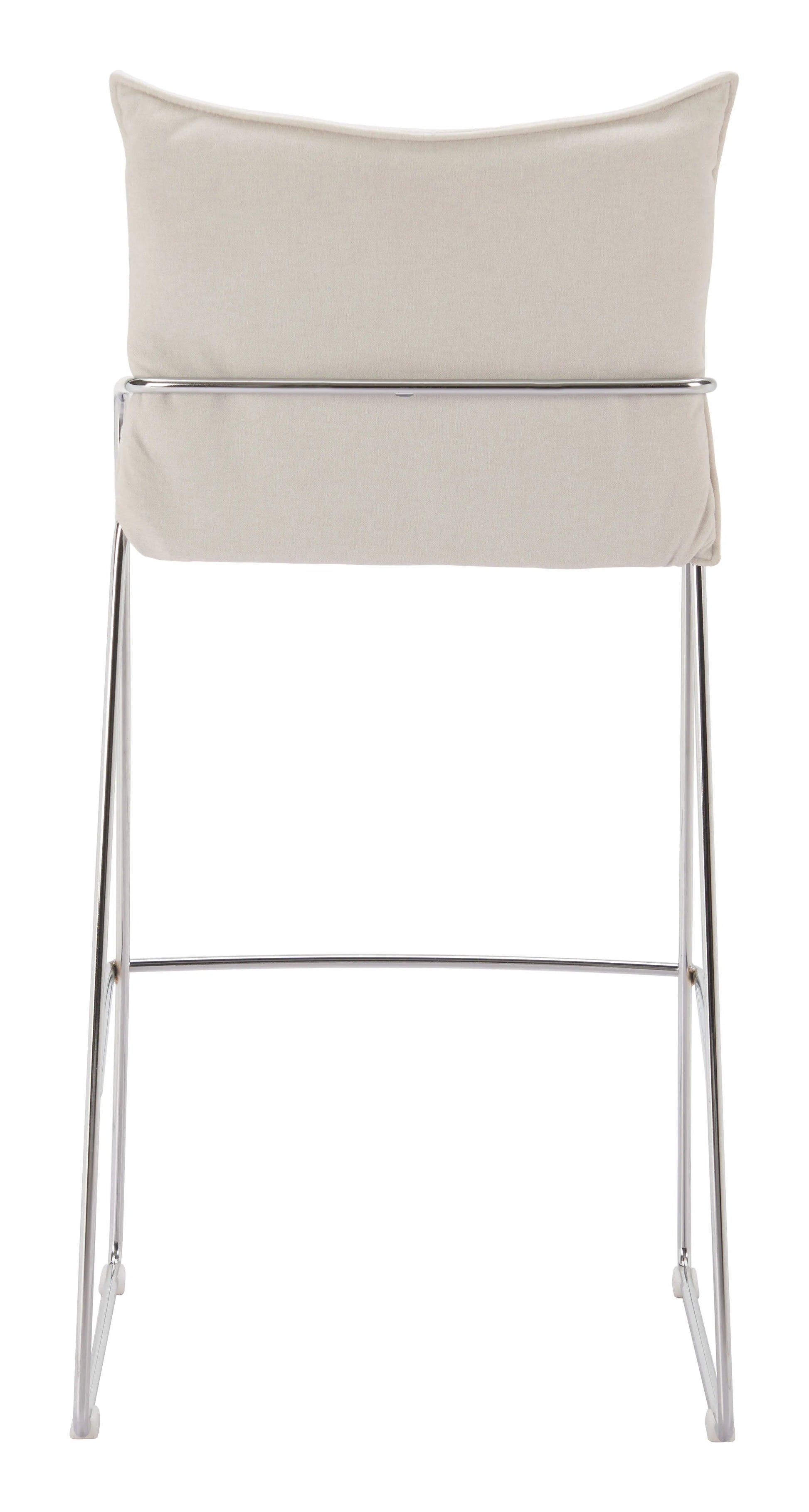 white pola bar stool with a metal frame on a white background