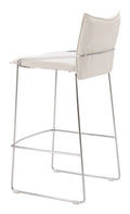 White pola bar stool with a metal frame on a white background