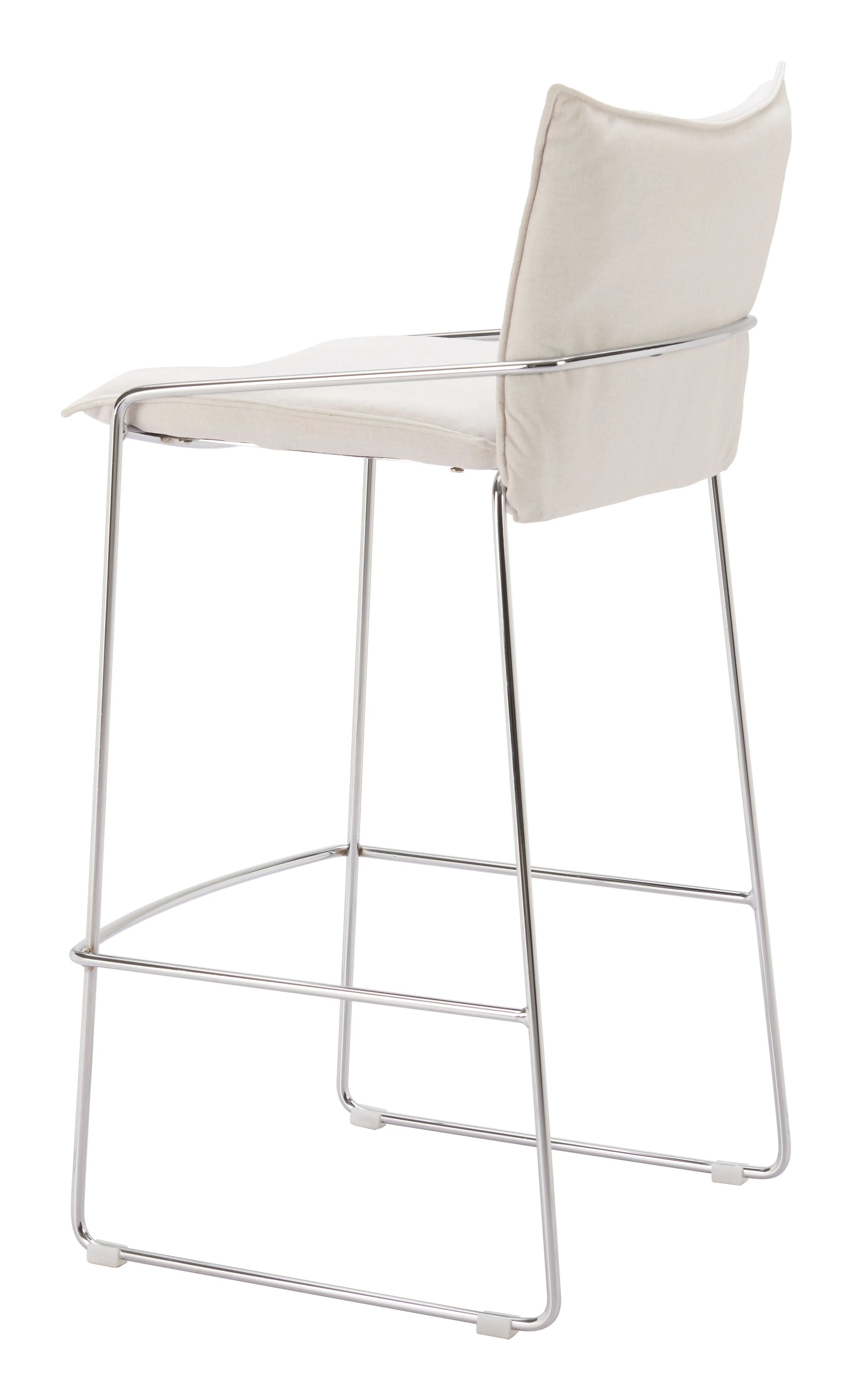 White pola bar stool with a metal frame on a white background