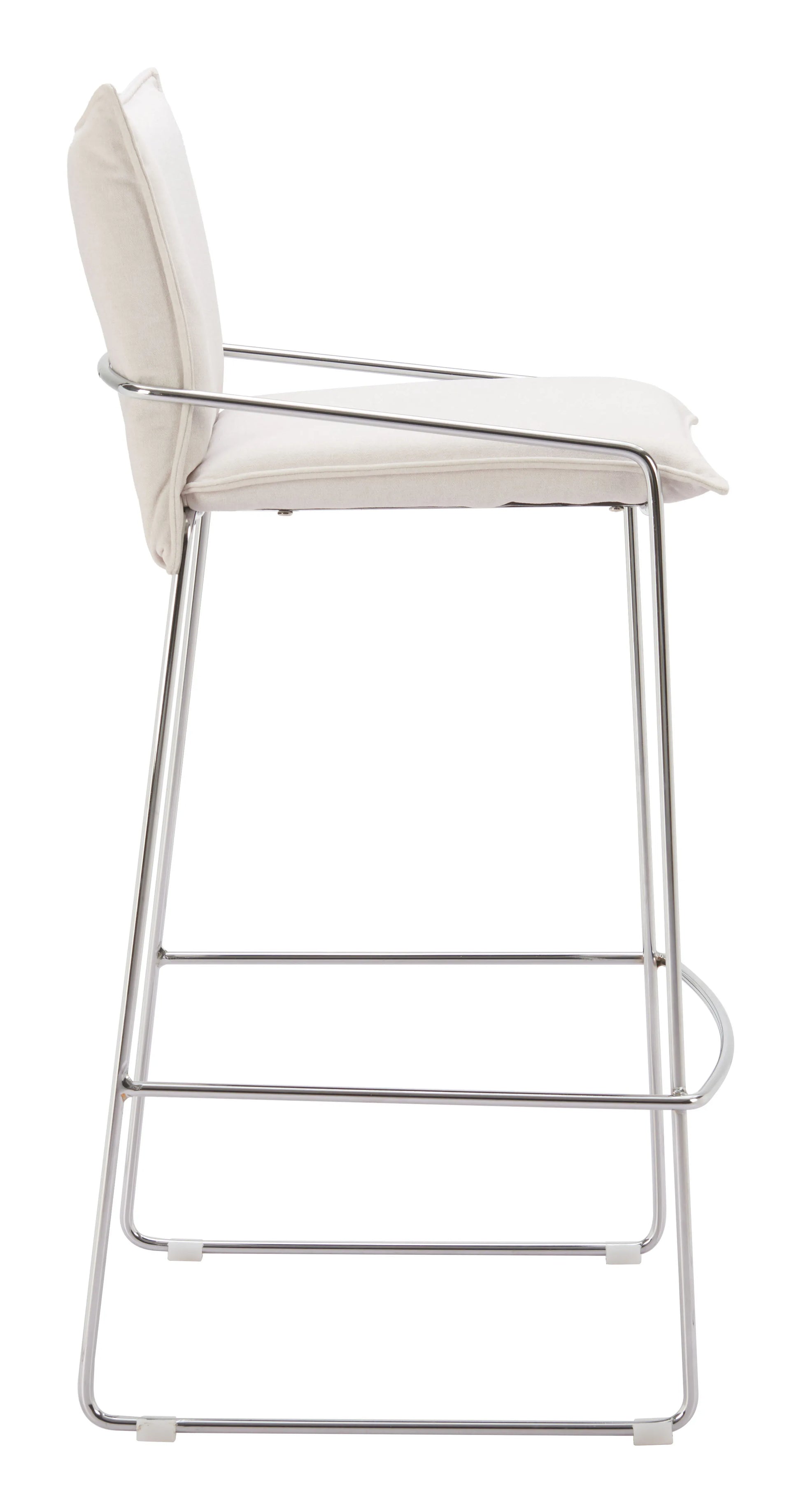 White pola bar stool with metal frame on a white background