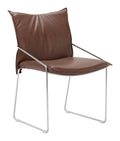 Brown poly linen pola dining chair with metal frame on a white background