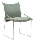 green pola dining chair with metal frame on a white background