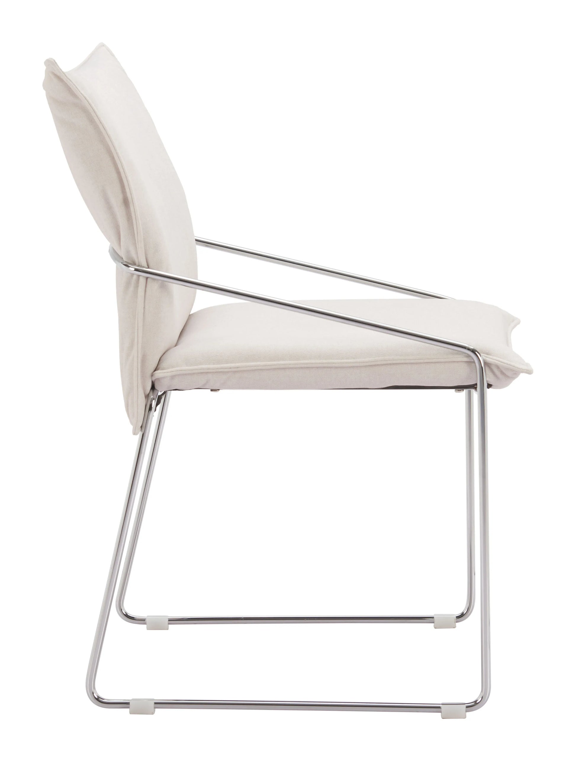 white pola dining chair with a metal frame on a white background