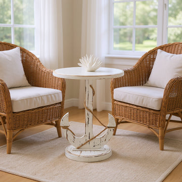 charcoal textured accent table in a transitional living room setting