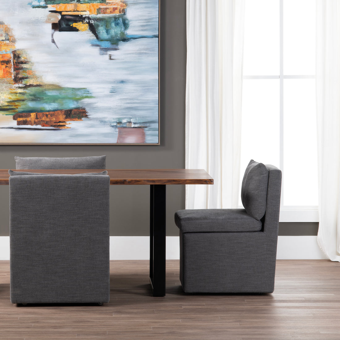 Set of 2 Upholstered Dining Chair Side Chair styled for a transitional living room space.