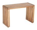 Wooden Riviera Extendable Bench with slatted design on a white background