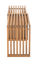 Wooden Riviera Extendable Bench
(set of 2) with slatted design on a white background