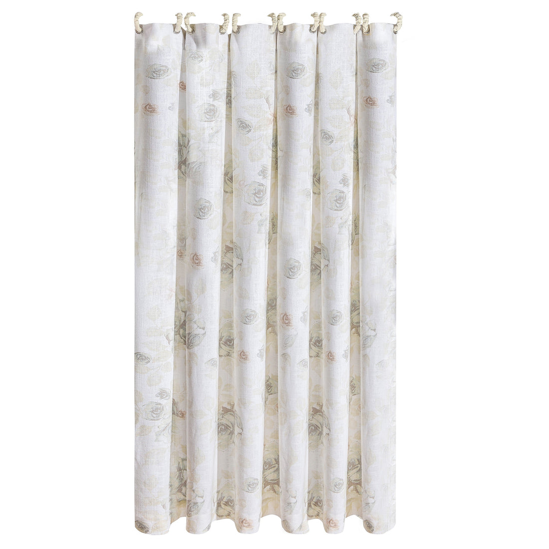 natural wood solid wood curtain panel styled in a farmhouse chic modern living room