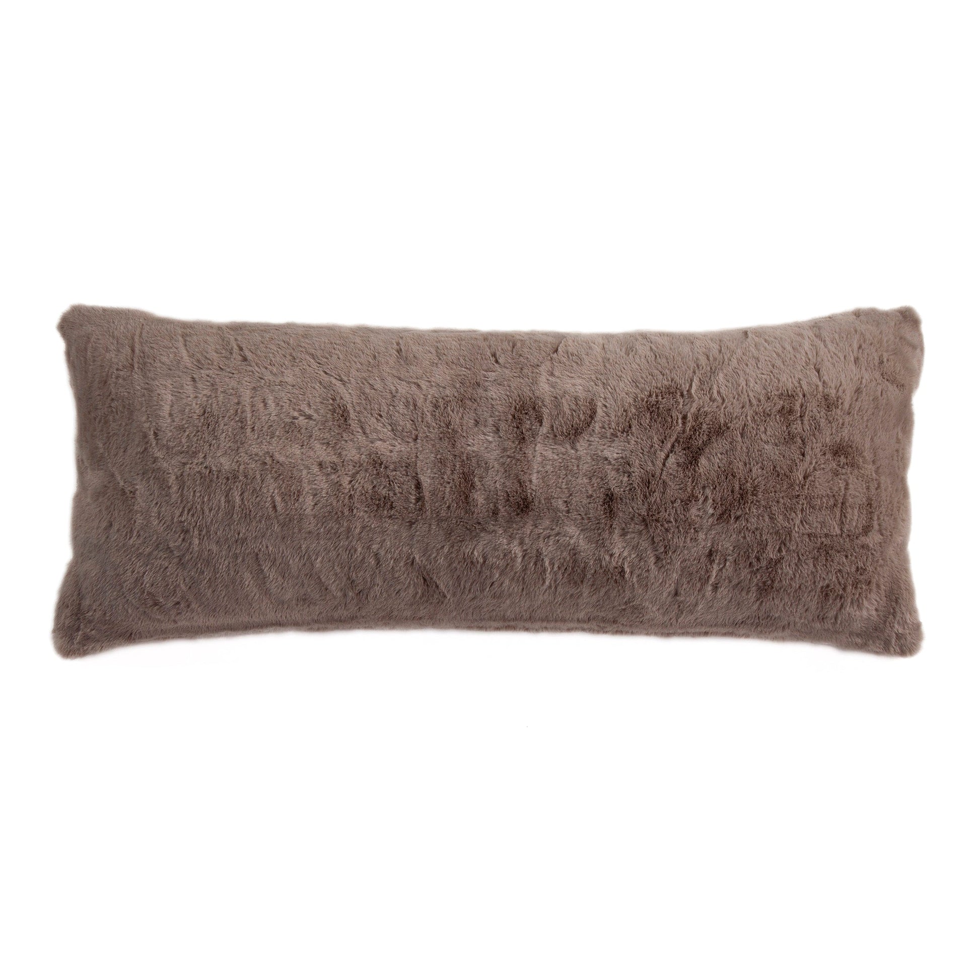 Brown textured rectangular pillow on a white background