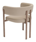 Ruge Dining Chair, rear angle view focusing on the wood legs and curved back.
