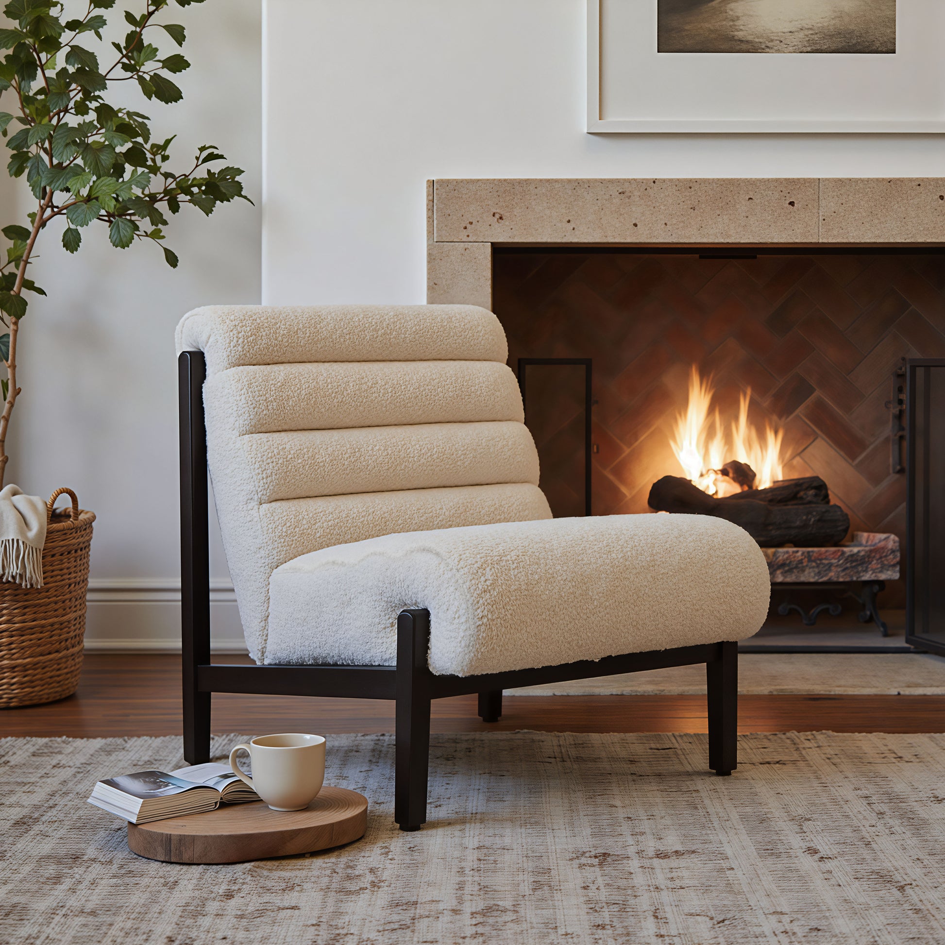 white brushed accent chair in a elegant modern bedroom setting