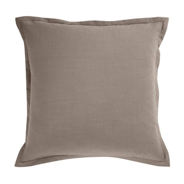 soft gray solid wood pillow sham styled in a farmhouse chic modern living room