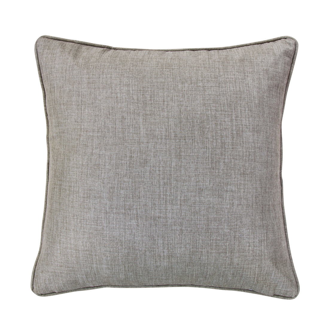cream brushed metal pillow sham styled in a mid-century minimalist entryway