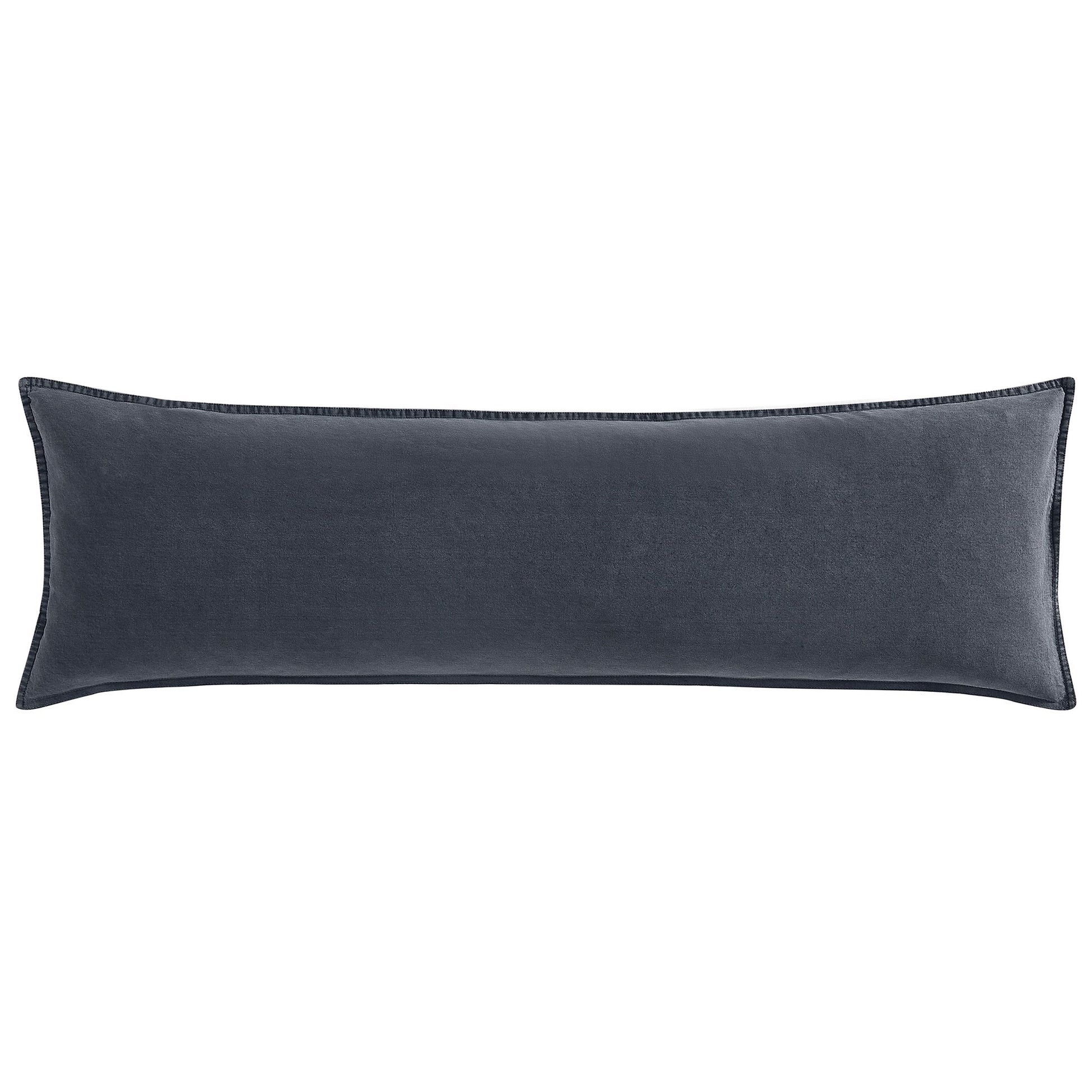 Navy blue rectangular pillow on a white background