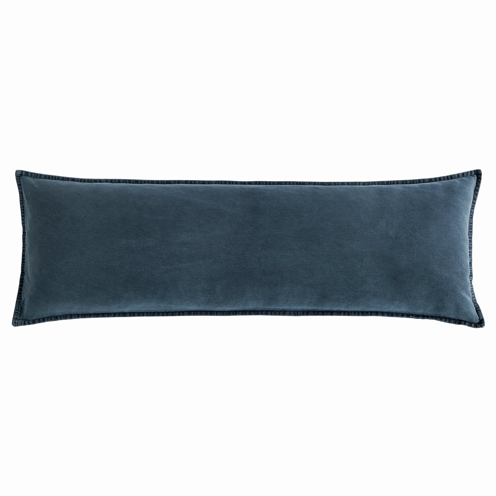 Rectangular blue pillow on a white background