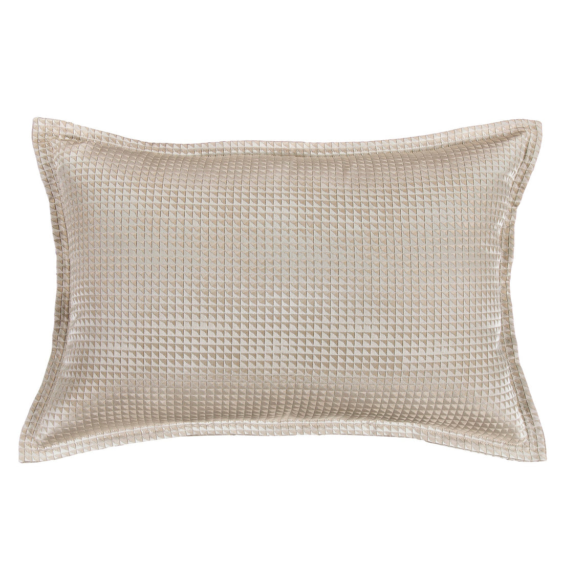 gray cotton decorative pillow in a minimalist guest room setting