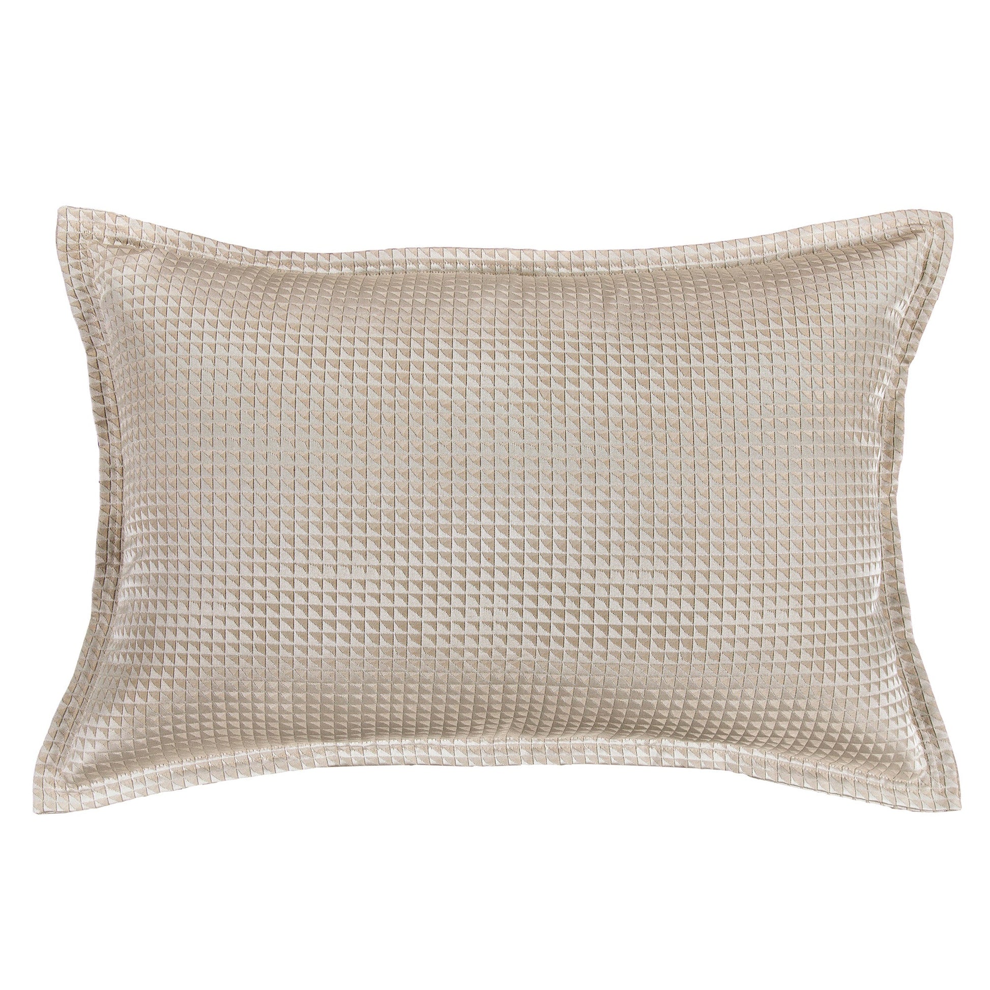 gray cotton decorative pillow in a minimalist guest room setting