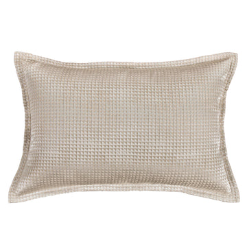 gray cotton decorative pillow in a minimalist guest room setting