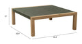 Square teras coffee table with dimensions labeled on a white background
